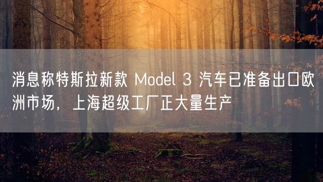 消息称特斯拉新款 Model 3 汽车已准备出口欧洲市场，上海超级工厂正大量生产
